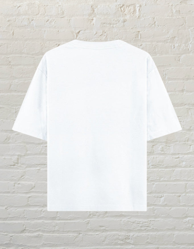 CoreTeez white oversized unisex cotton t-shirt, back view 