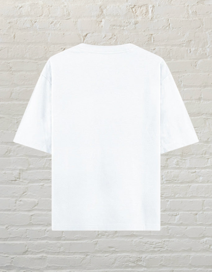 CoreTeez white oversized unisex cotton t-shirt, back view 
