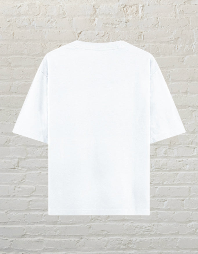 CoreTeez plain white unisex oversized cotton t-shirt viewed from the back