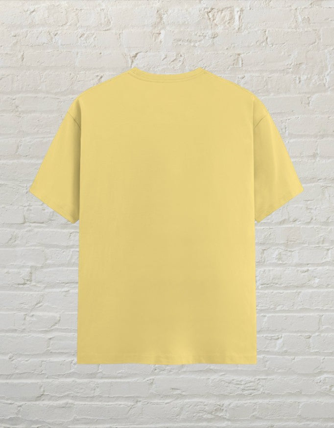 Back view of a plain yellow CoreTeez unisex cotton t-shirt.