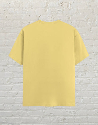 Back view of a plain yellow CoreTeez unisex cotton t-shirt.