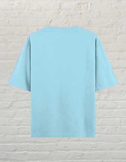 CoreTeez baby blue oversized unisex t-shirt, back view.