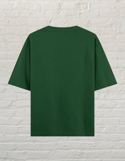 CoreTeez unisex oversized t-shirt in bottle green, back view.